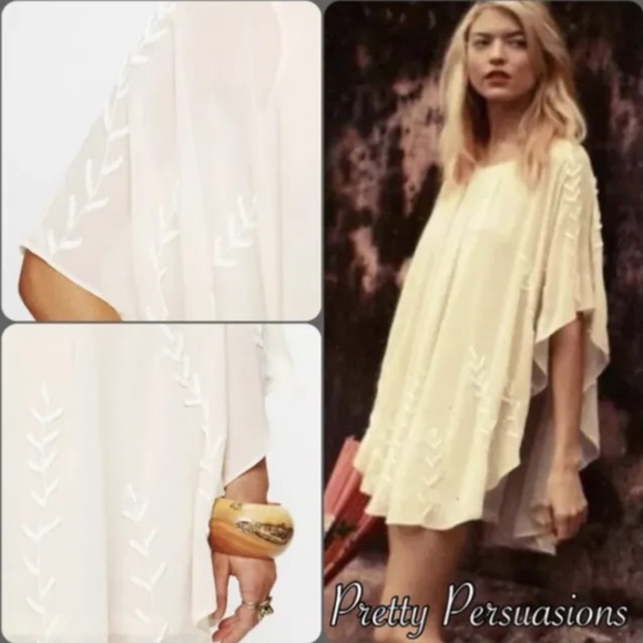 NWT RARE Free People Beaded Embroidered Cape Dress - Picture 3 of 5